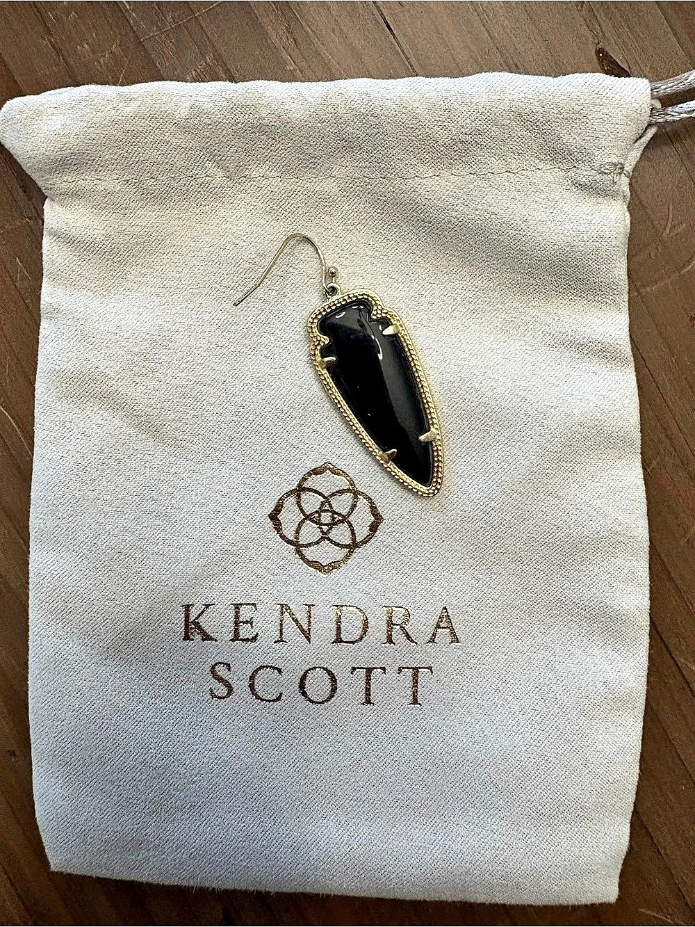 SINGLE EARRING Kendra Scott Skylar Black Opaque Glass Gold REPLACEMENT